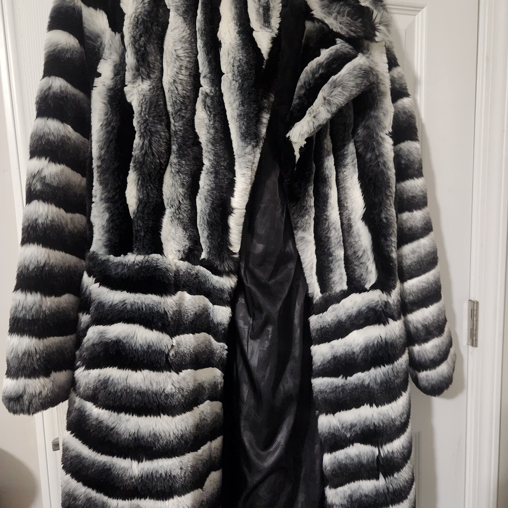 Karl Lagerfeld Striped Black and White Teddy Jacket